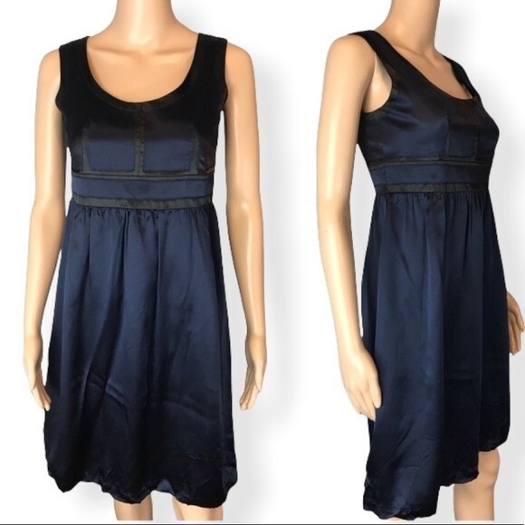 Proenza Schouler For Target Y2K Navy Empire Waist Silk Babydall Mini Dress 7 S - Picture 6 of 12